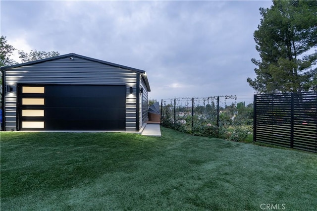 detached garage with fence