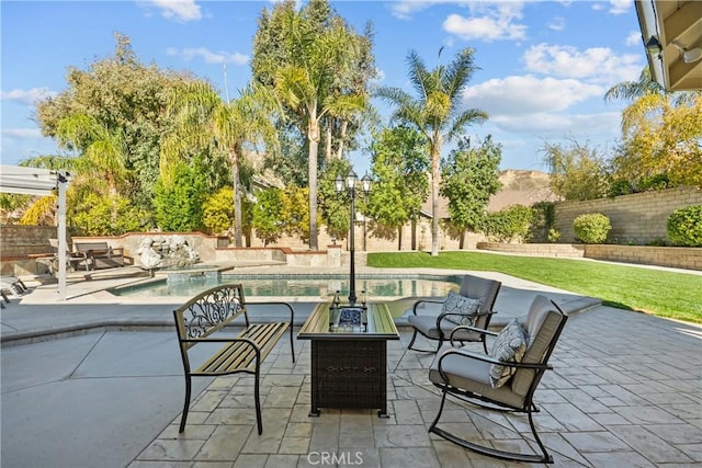 view of patio with a fenced backyard and a fenced in pool