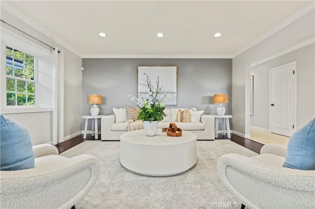5386 Harter Ln, La Canada Flintridge, CA 91011 - living area featuring recessed lighting, wood finished floors, baseboards, and crown molding