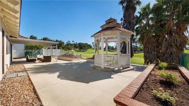 exterior space featuring a gazebo