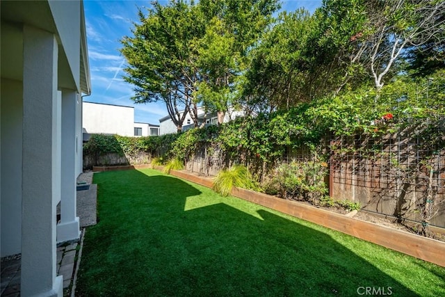 view of yard featuring a fenced backyard