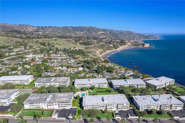 bird's eye view featuring a water and mountain view