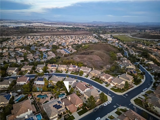 aerial view with a residential view and a mountain view