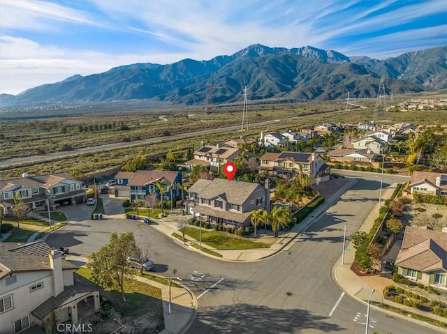 aerial view with a residential view and a mountain view