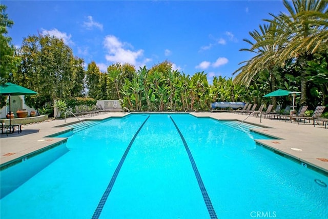 community pool featuring a patio area