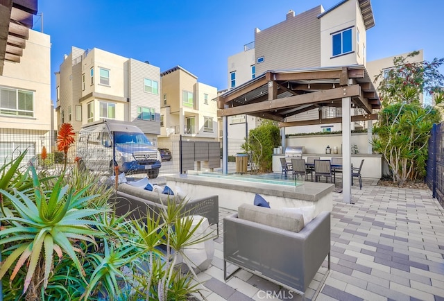 view of patio / terrace featuring outdoor dining space and fence