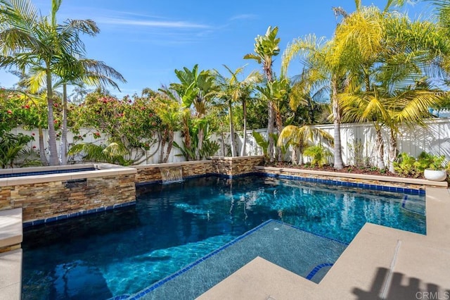 view of swimming pool with a fenced backyard and a fenced in pool