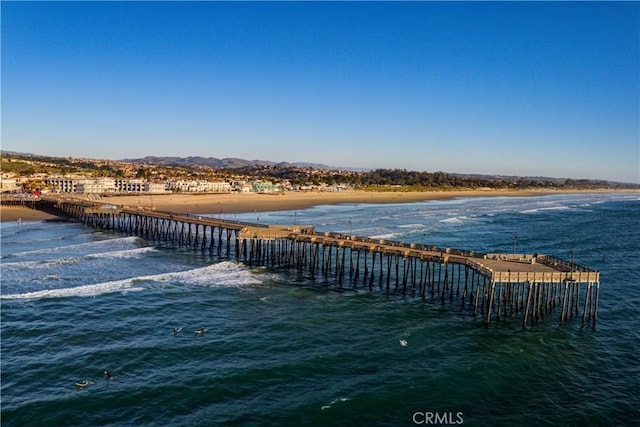 view of dock with a pier and a water view