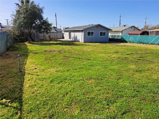 view of yard with a fenced backyard