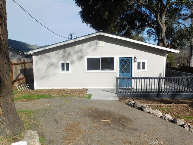 rear view of house featuring fence