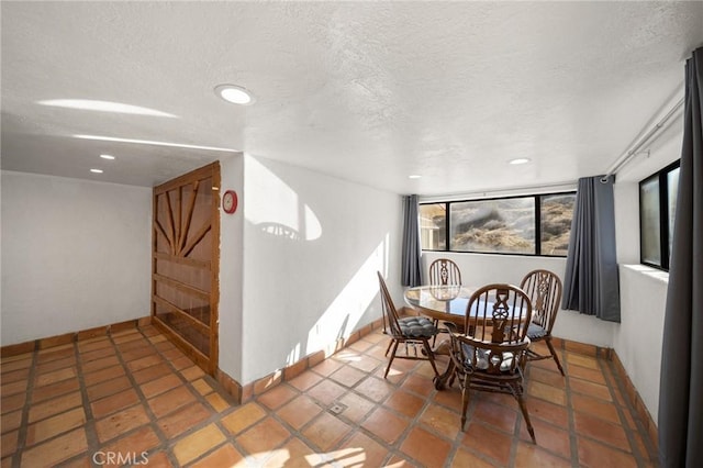 dining room featuring baseboards and a textured ceiling