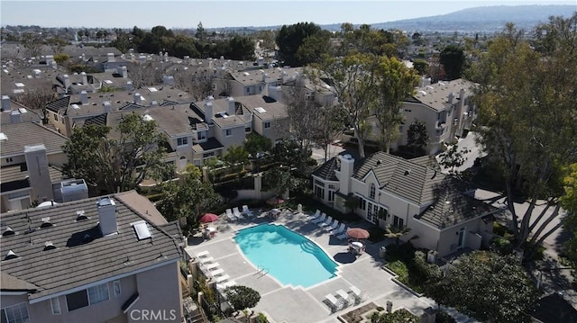 bird's eye view with a residential view