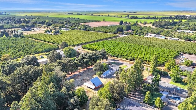 birds eye view of property featuring a rural view