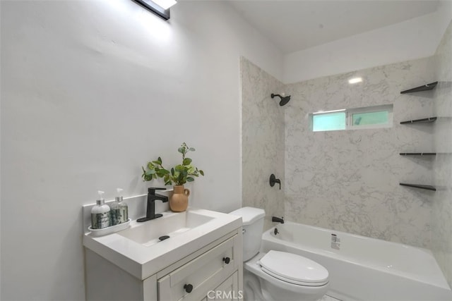 full bath featuring toilet,  shower combination, and vanity