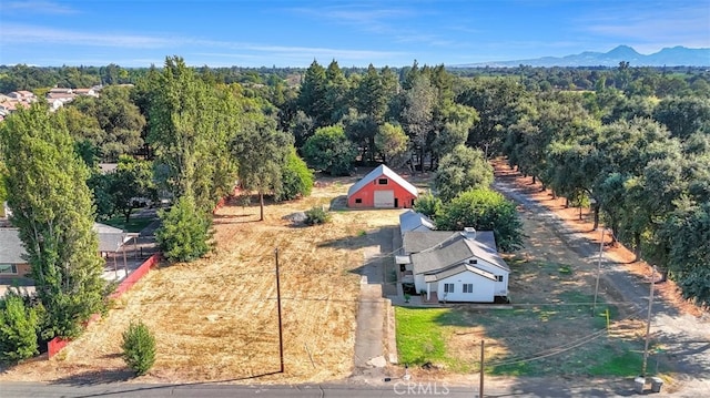 drone / aerial view featuring a view of trees