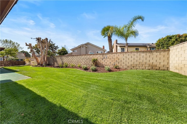 view of yard featuring a fenced backyard