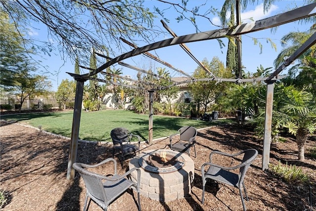 view of patio featuring an outdoor fire pit