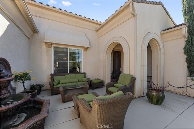 view of patio / terrace with an outdoor living space