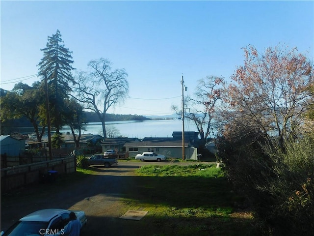 view of road featuring a water view