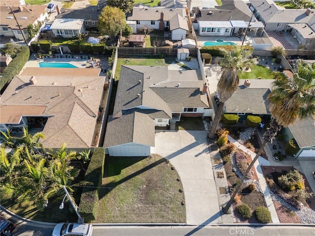 aerial view with a residential view