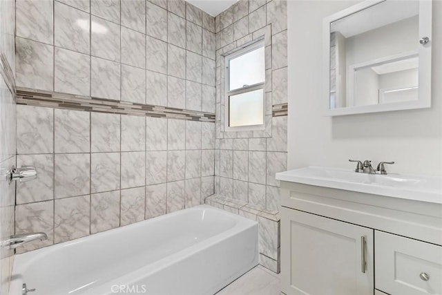 full bath featuring vanity and shower / bathtub combination