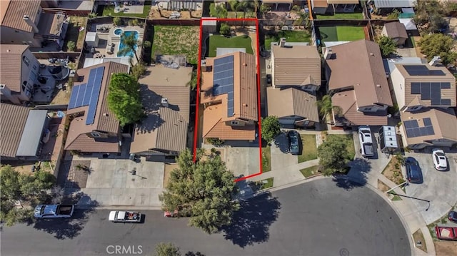 bird's eye view with a residential view