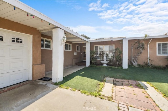 exterior space featuring an attached garage