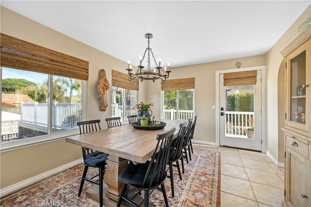 250 Stagecoach Rd, Arroyo Grande, CA 93420 - dining area with a chandelier, baseboards, and light tile patterned flooring