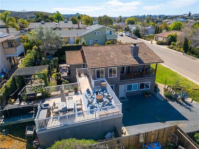 250 Stagecoach Rd, Arroyo Grande, CA 93420 - rear view of property with a balcony, a tile roof, a fenced backyard, and stucco siding