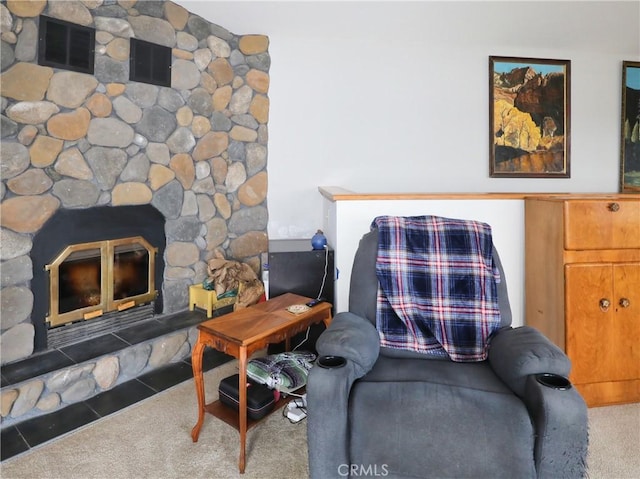 view of carpeted living area