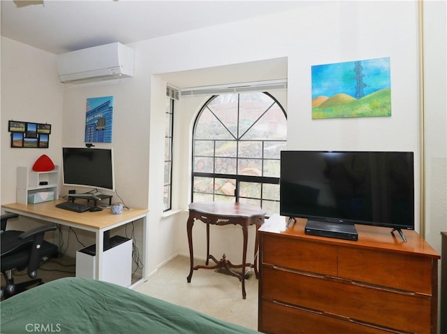 interior space featuring baseboards and an AC wall unit