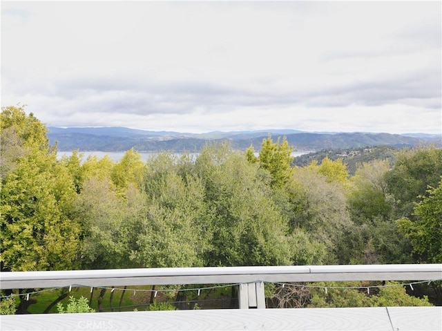 property view of mountains featuring a forest view