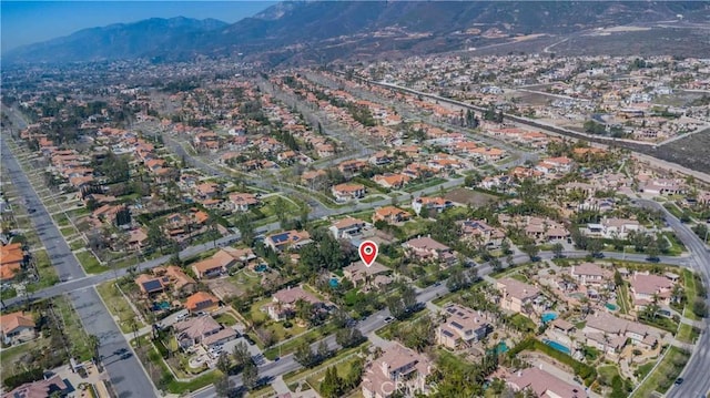 aerial view with a residential view and a mountain view