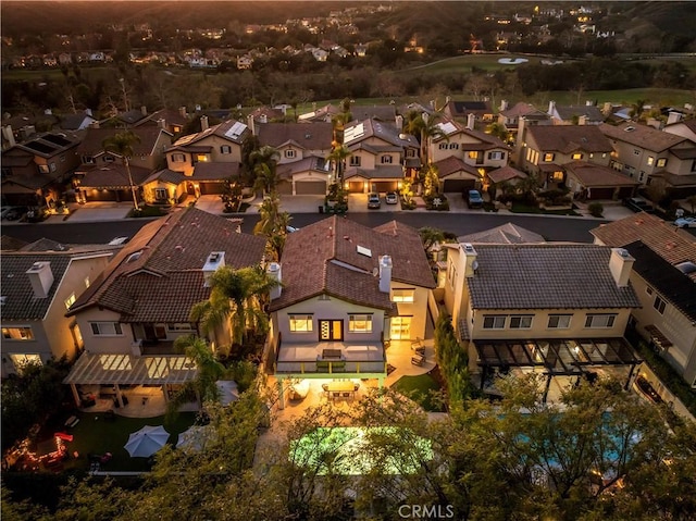 aerial view with a residential view