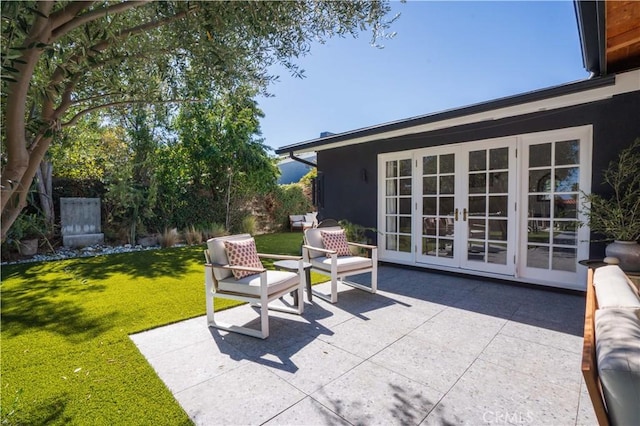 view of patio / terrace featuring an outdoor hangout area and french doors