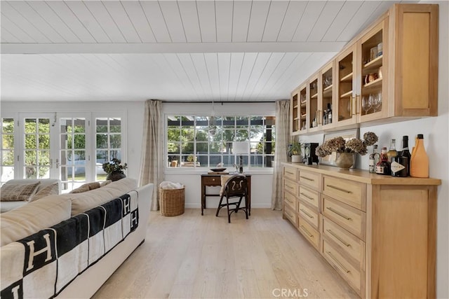 5910 Pat Ave, Woodland Hills, CA 91367 - interior space with wood ceiling, light wood-style flooring, and beam ceiling