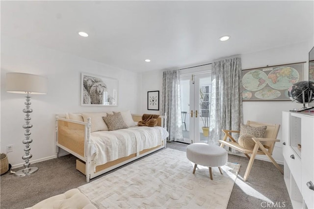 5910 Pat Ave, Woodland Hills, CA 91367 - carpeted bedroom with access to outside, recessed lighting, baseboards, and french doors
