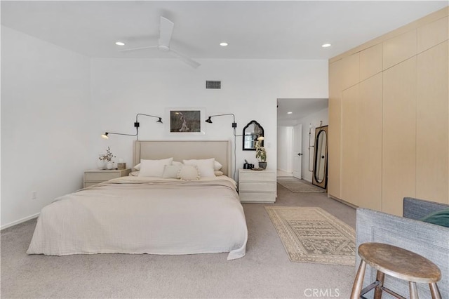 5910 Pat Ave, Woodland Hills, CA 91367 - bedroom featuring light colored carpet, recessed lighting, and a ceiling fan