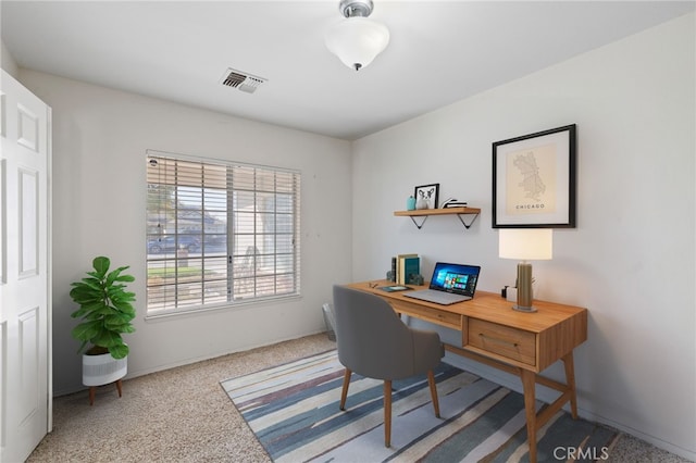 carpeted office featuring visible vents