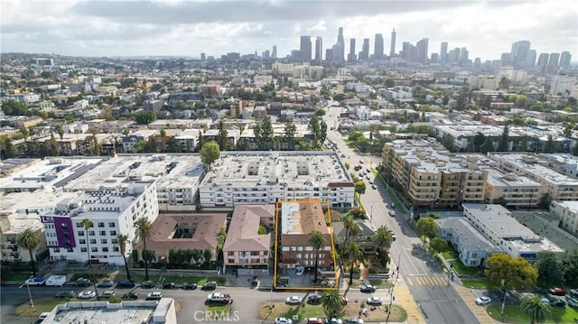 aerial view with a city view