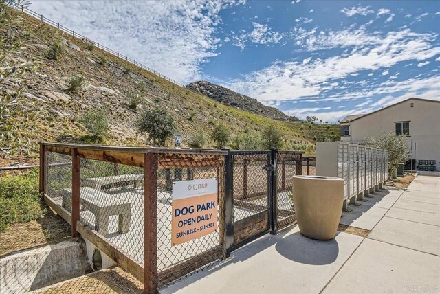 35107 Rangpur Ln, Fallbrook, CA 92028 - view of patio / terrace featuring mail area, a mountain view, and a gate