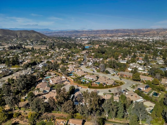 aerial view with a residential view and a mountain view