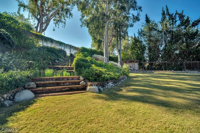 view of yard featuring fence