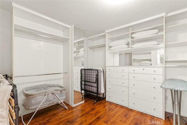 spacious closet with wood finished floors