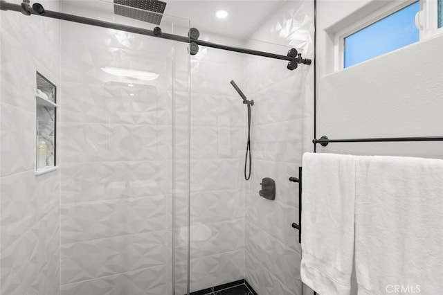 bathroom featuring a stall shower