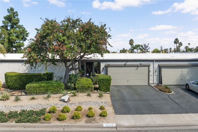 view of front of property featuring driveway, a garage, and stucco siding