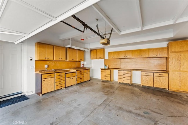 garage with a garage door opener