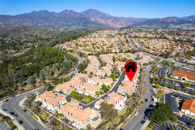 aerial view with a residential view and a mountain view