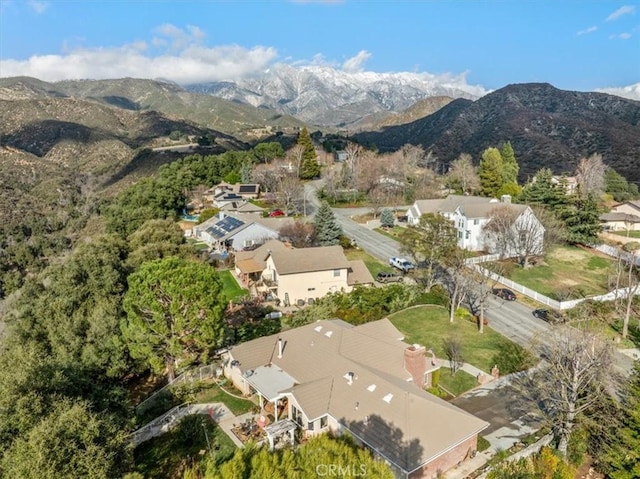 aerial view with a residential view and a mountain view