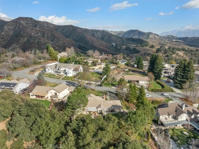 aerial view featuring a residential view and a mountain view